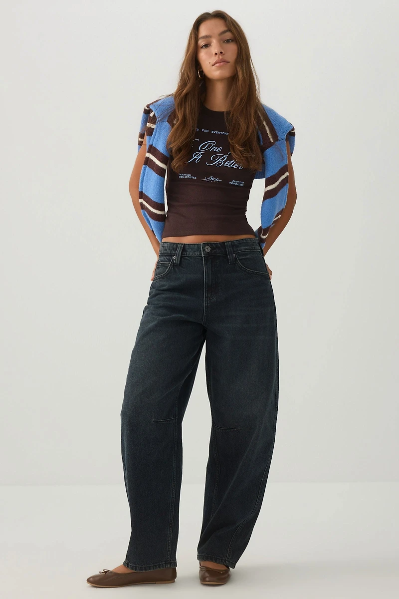 The Indie Fit High Rise Barrel Jean