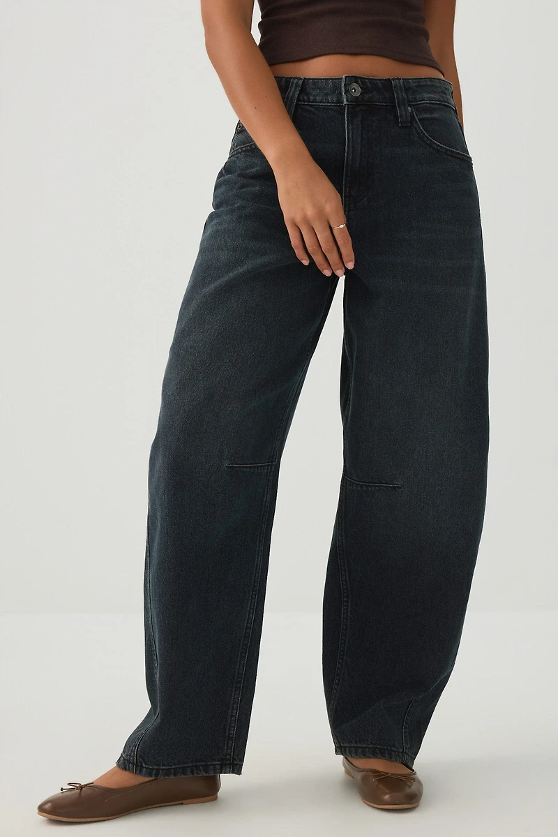 The Indie Fit High Rise Barrel Jean