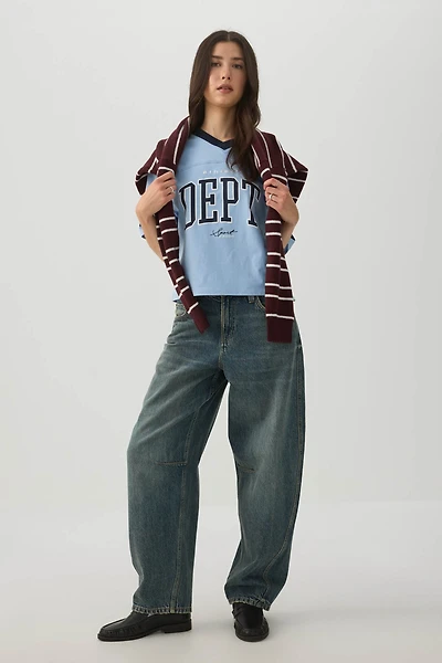 The Indie Fit High Rise Barrel Jean