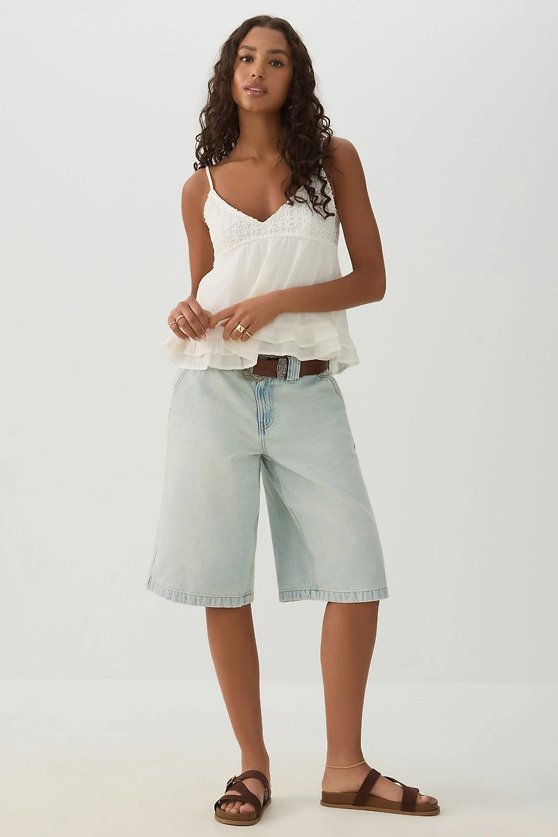 Crochet Bust Babydoll Tank Top
