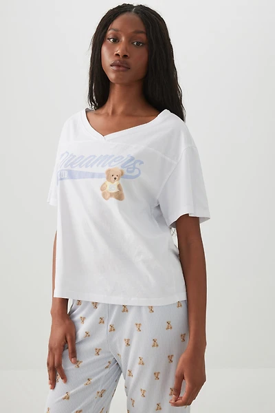Oversized V-Neck PJ T-Shirt