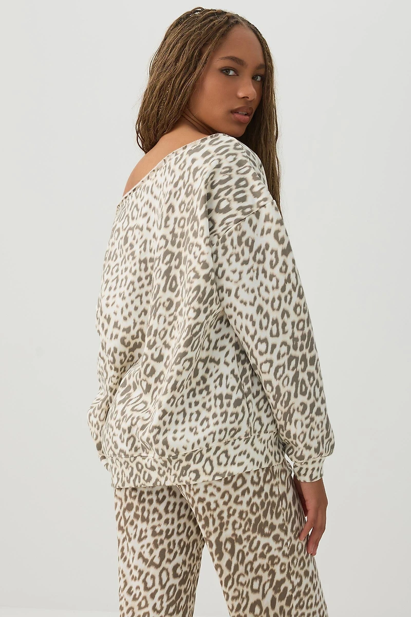 Off Shoulder Fleece Top