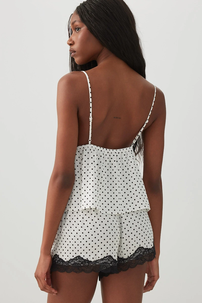 Ensemble de nuit en satin à pois