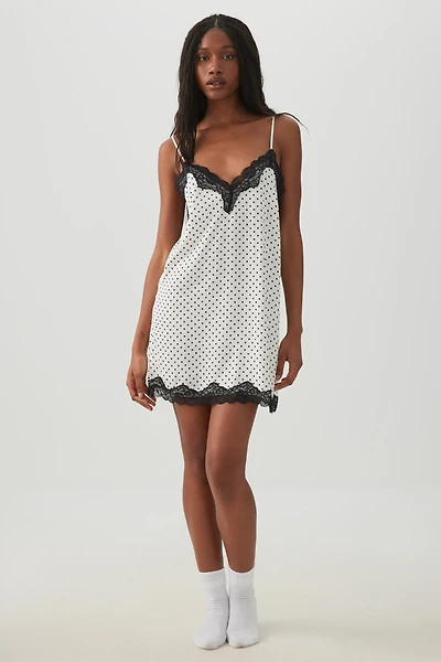 Nuisette en satin à pois