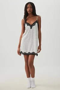 Nuisette en satin à pois