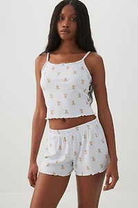 Short de pyjama côtelé