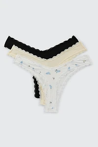 Lot de 3 tangas en microfibre