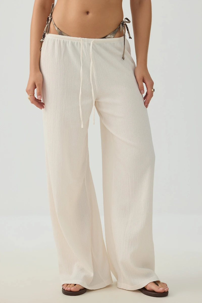 Pantalon ample en tissu gaufré