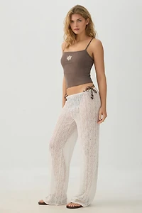 Beaded Ribbed Cropped Tank Top
