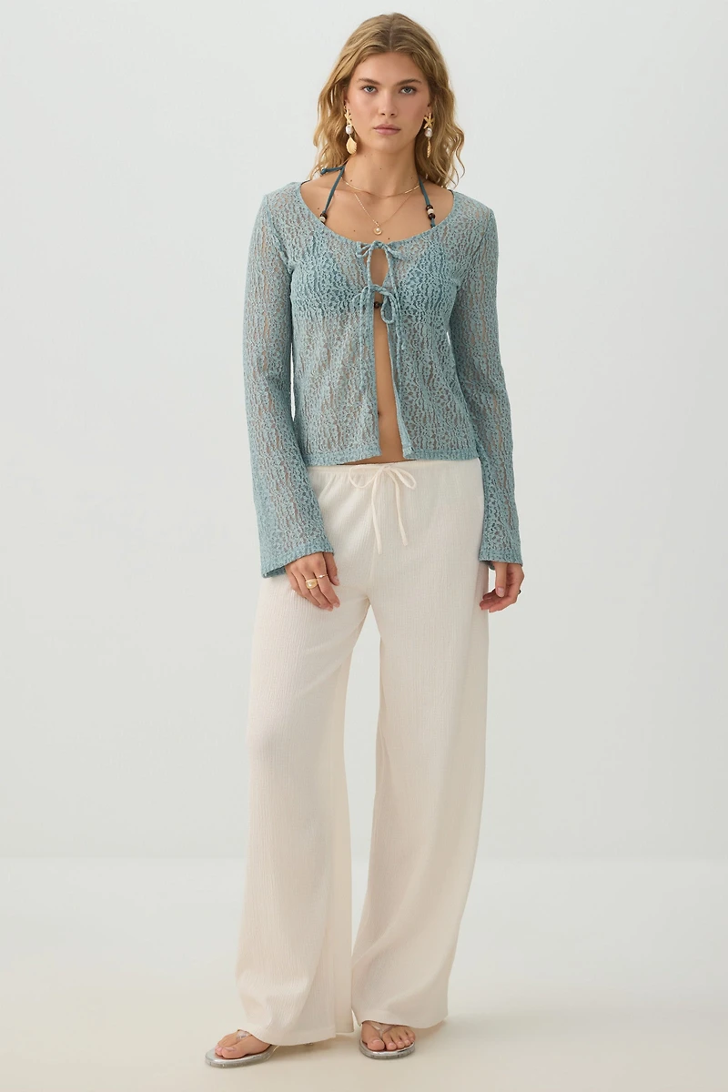 Lace Tie Front Top