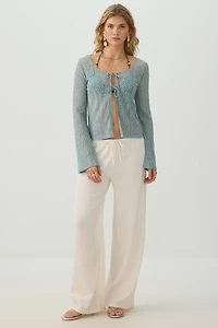 Lace Tie Front Top