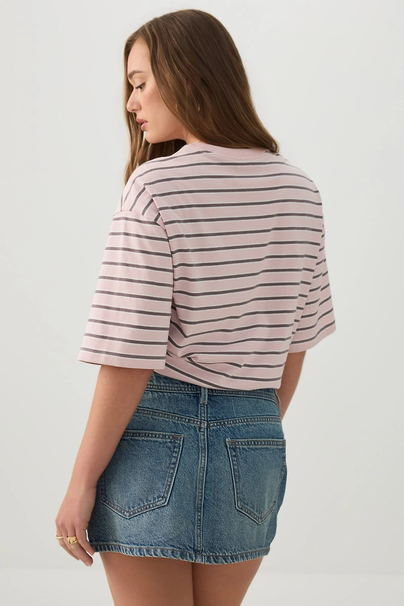 Mid Rise Denim Mini Skort