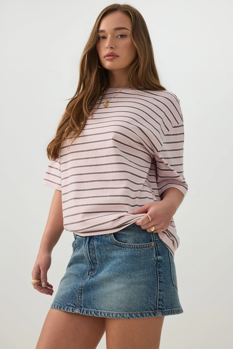 Mid Rise Denim Mini Skort