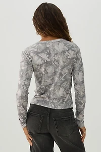 Foliage Print Ribbed Top