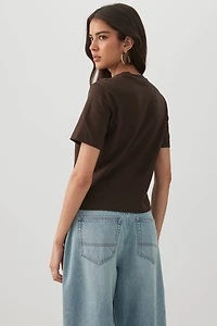T-shirt à col rond en tissu interlock