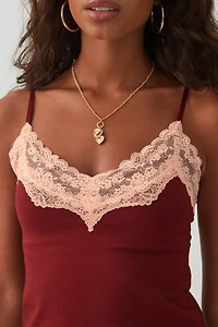 Camisole col V à bordure dentelle