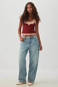 Camisole col V à bordure dentelle