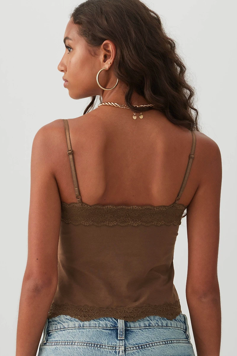 Camisole col V à bordure dentelle