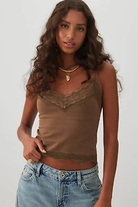 Camisole col V à bordure dentelle