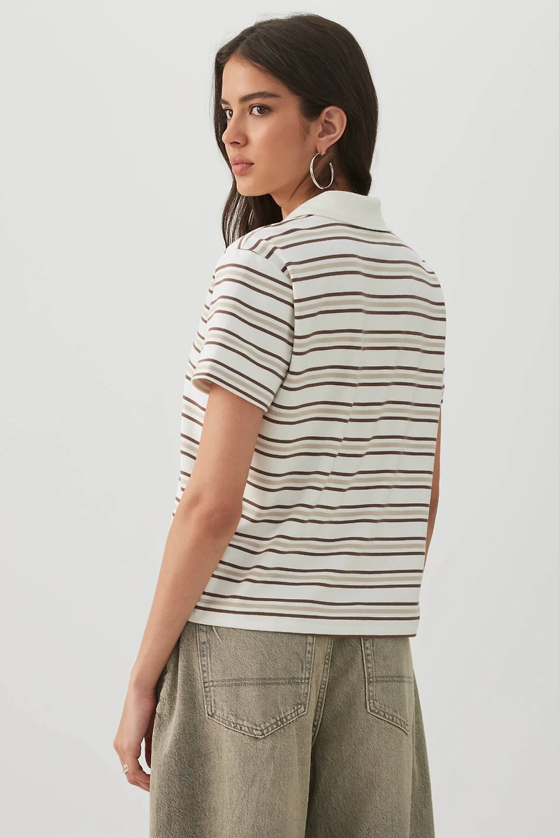 Striped Boxy Polo T-Shirt