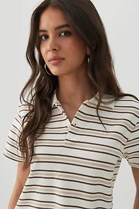 Striped Boxy Polo T-Shirt