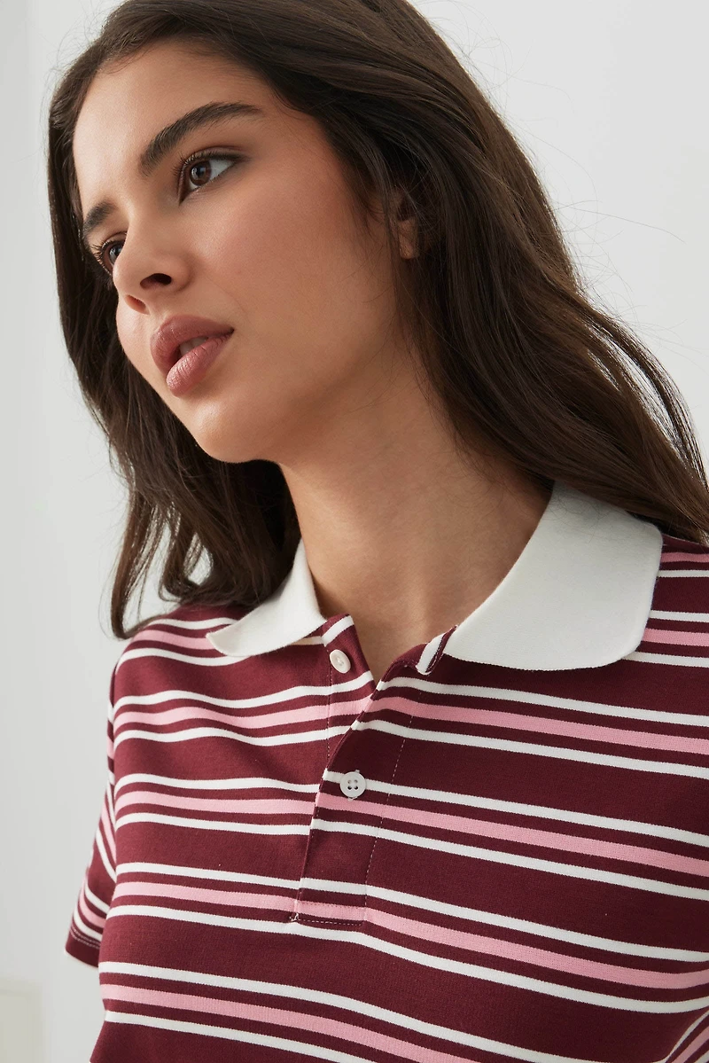 T-shirt polo rayé coupe carrée