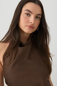 Satin Cowl Neck Halter Top