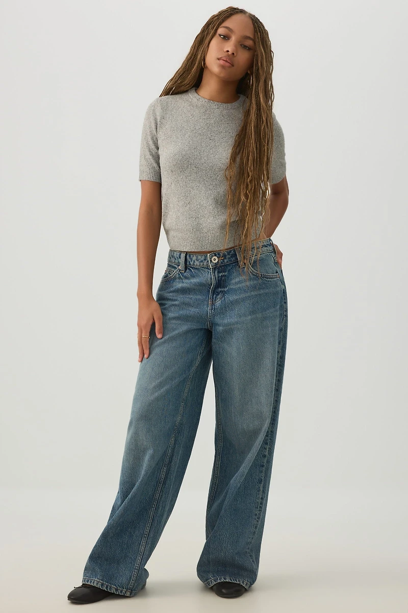 Short Sleeve Crew Neck Sweater