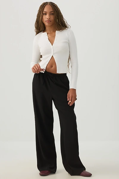 Pantalon jambe large en crêpe