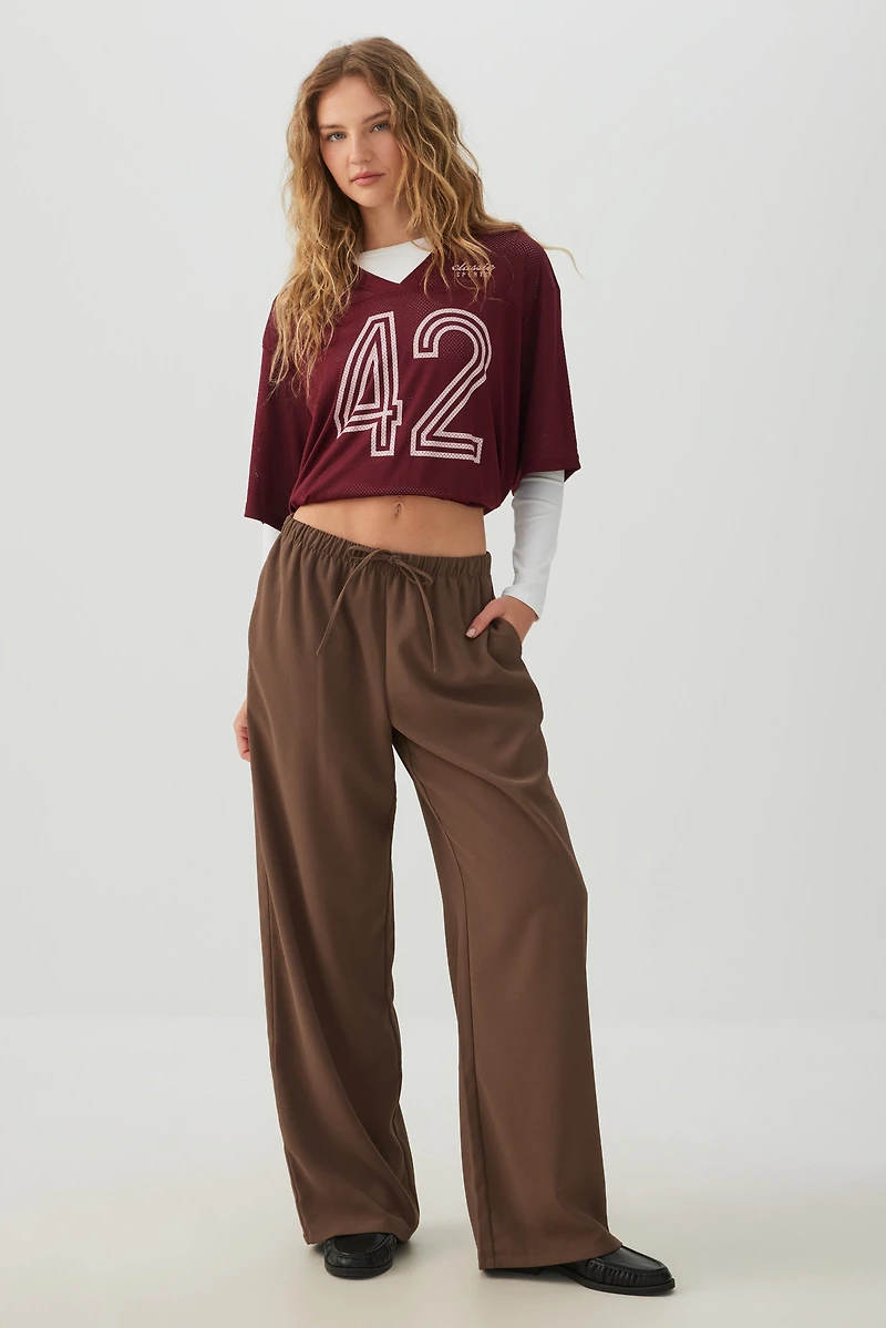 Pantalon jambe large en crêpe