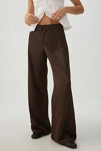 Pantalon large taille mi-haute en satin