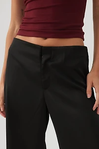 Pantalon large taille mi-haute en satin