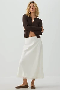 Jupe maxi en satin et dentelle