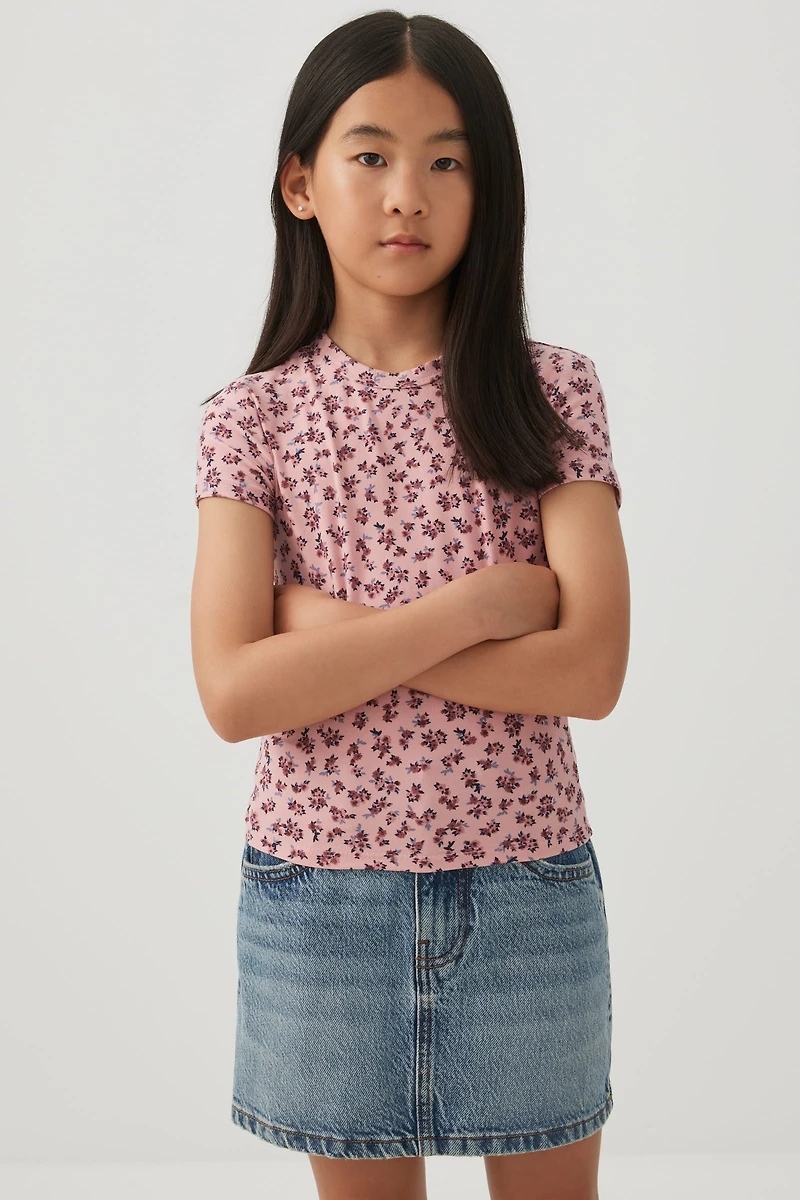 T-shirt court à imprimé fleuri