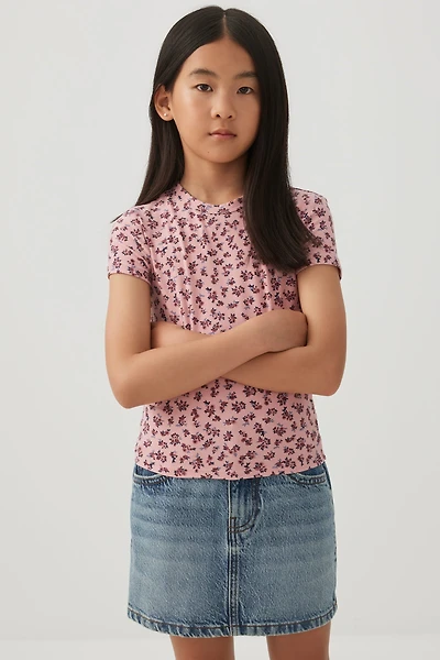 T-shirt court à imprimé fleuri