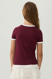 T-shirt graphique à bordure contrastantes