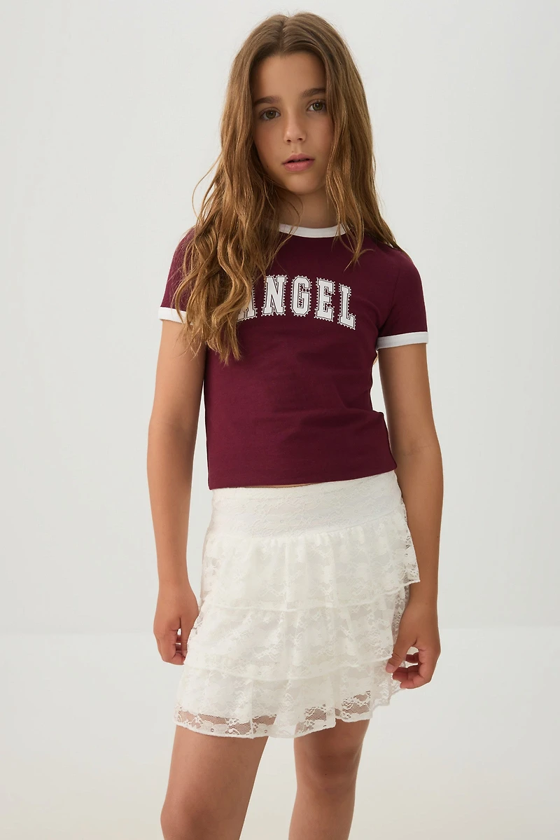 Tiered Lace Mini Skirt