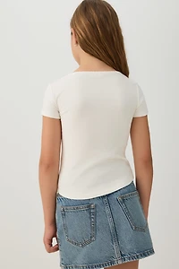 Haut en tricot pointelle