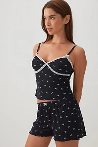 Ensemble pyjamas côtelé avec camisole et short