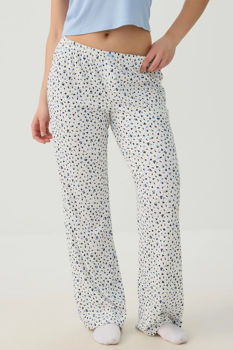Pantalon de pyjama côtelé très doux fleuri