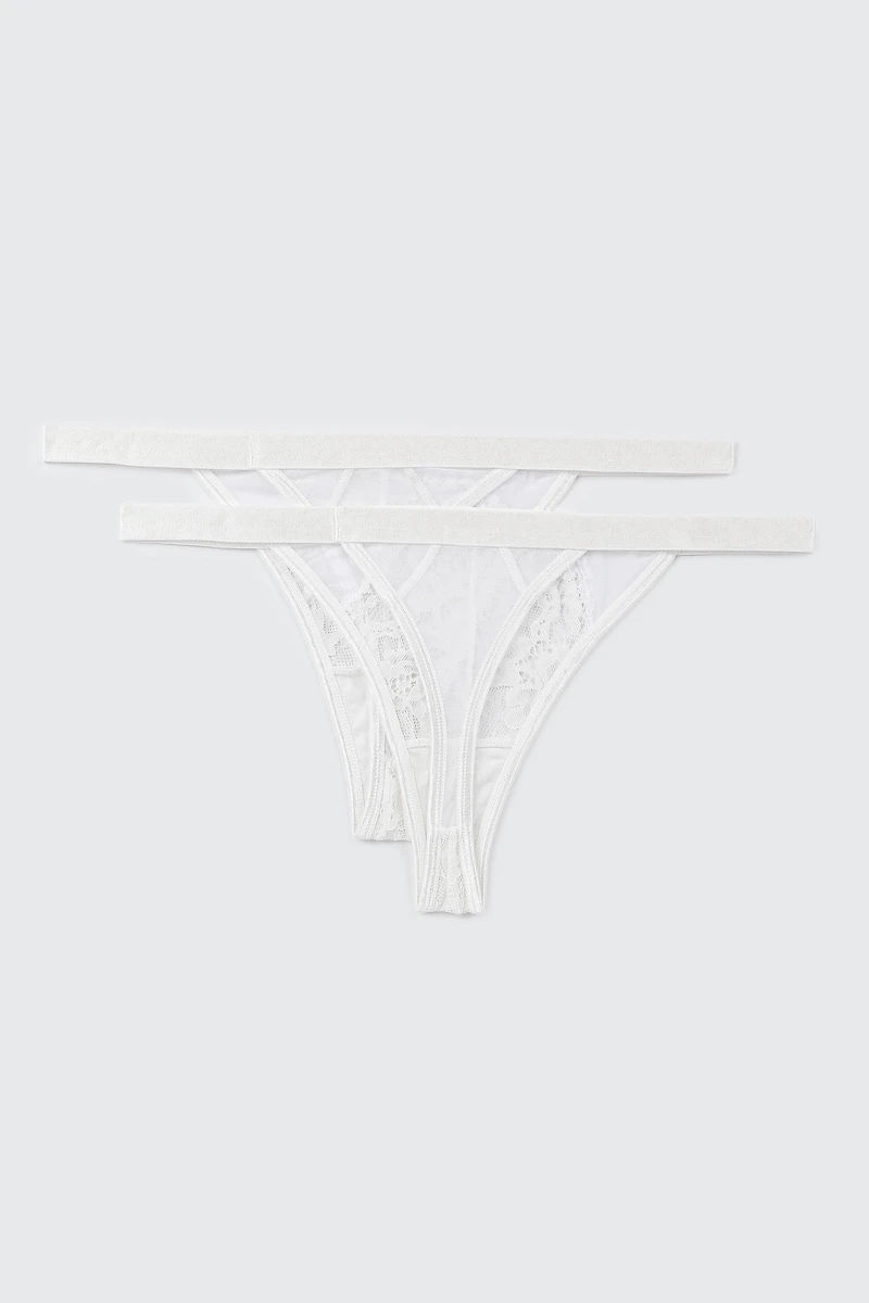 2-Pack Lace Thongs