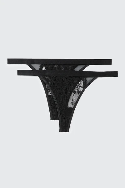2-Pack Lace Thongs