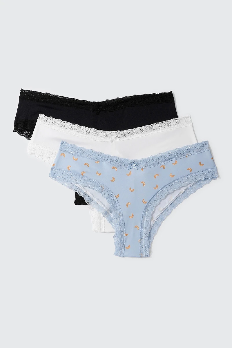 Lot de 3 culottes brésiliennes croissants