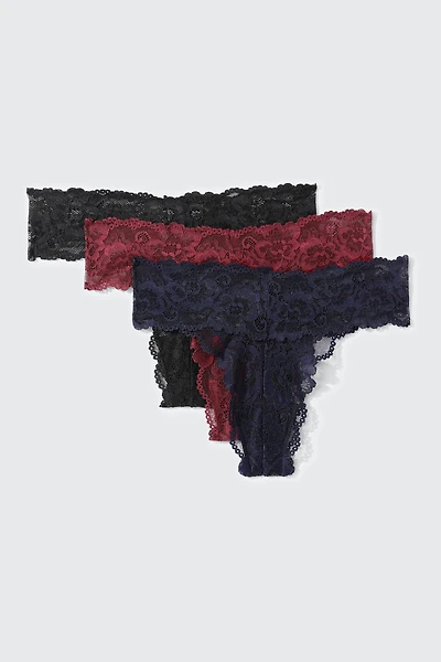 Lot de 3 culottes tanga en dentelle