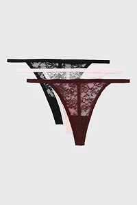 3-Pack Lace String Panties