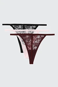 Lot de 3 culottes string en dentelle