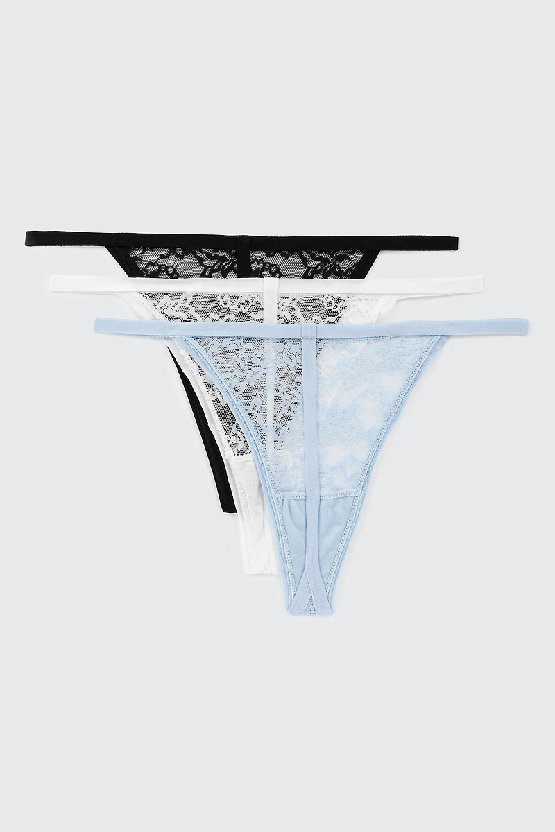 3-Pack Lace String Panties
