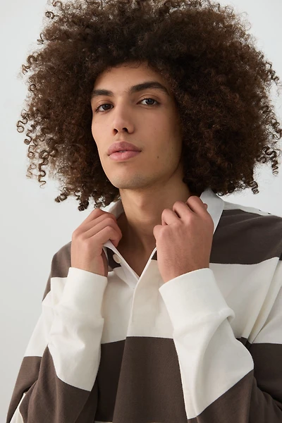Striped Long Sleeve Polo