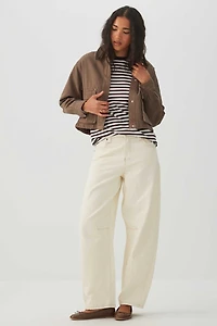 Denim Barn Jacket with Corduroy Collar