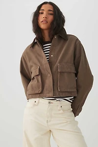 Denim Barn Jacket with Corduroy Collar